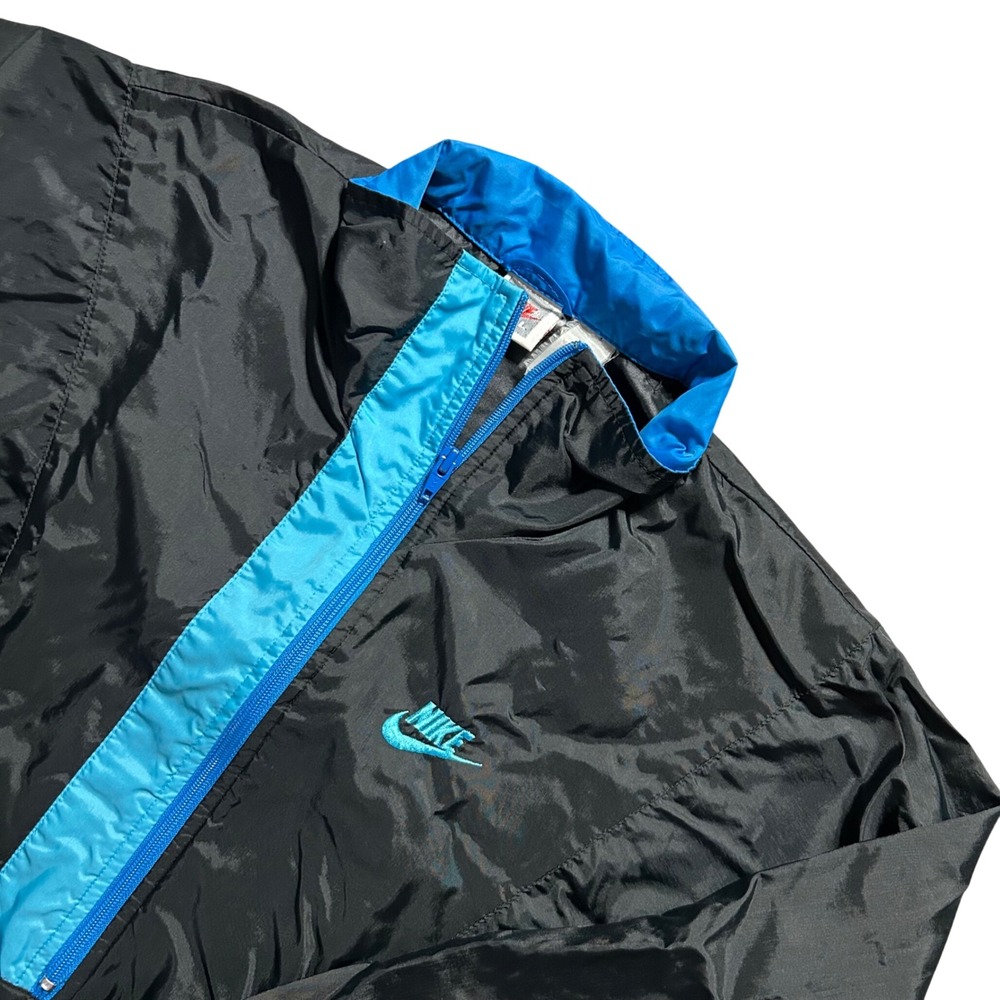 Nike Windbreaker Mens Large Black Blue Vintage 90s Quarter Zip Pullover Jacket